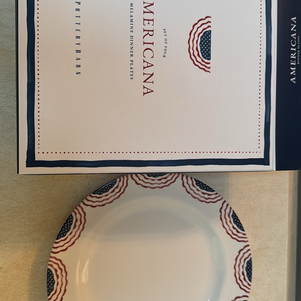 Pottery Barn Americana Melamine Plate - Red White and Blue